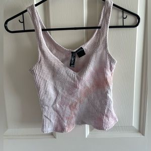 Peach Pink White Cropped tank